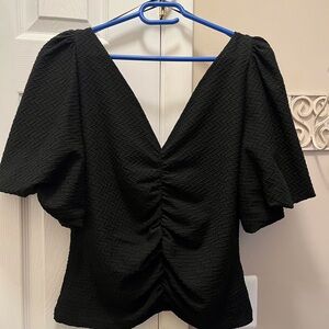 Elegant Black Ruched Women's Top